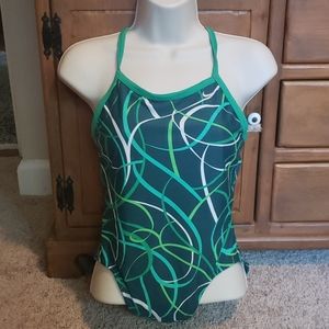Nike Athletic Green Abstract One Piece Swimsuit